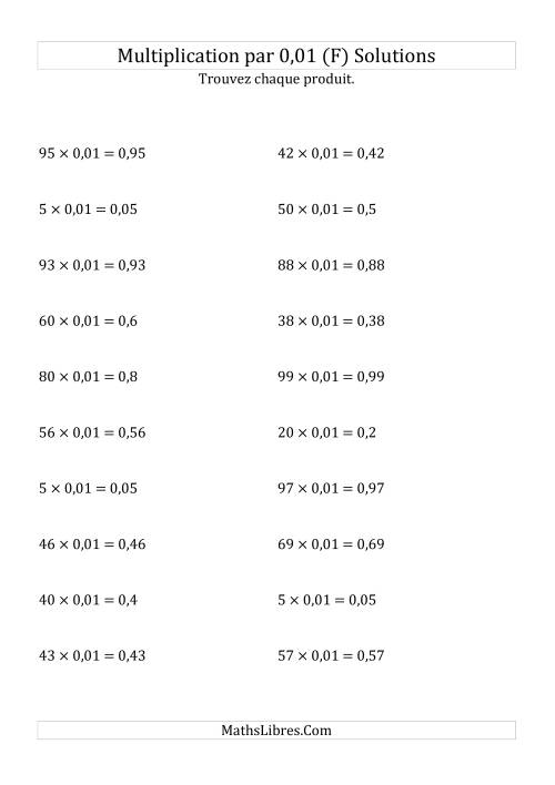 Multiplication de nombres entiers par 0,01 (F) page 2
