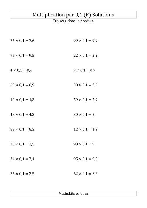 Multiplication de nombres entiers par 0,1 (E) page 2
