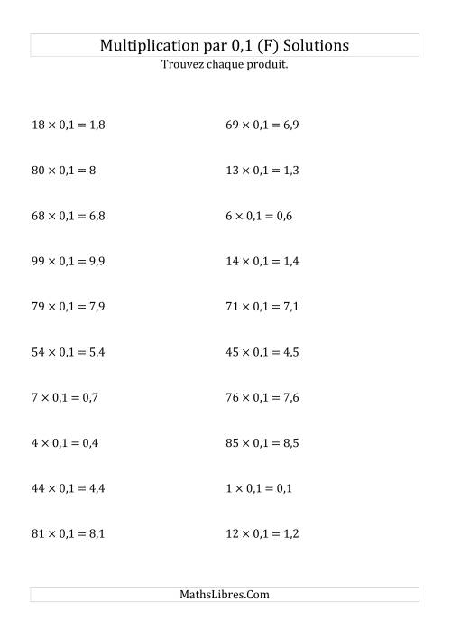 Multiplication de nombres entiers par 0,1 (F) page 2