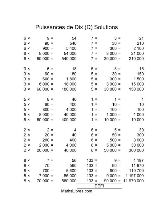 Nombres un-chiffre multipliés par multiples de puissances positives de dix (D) page 2