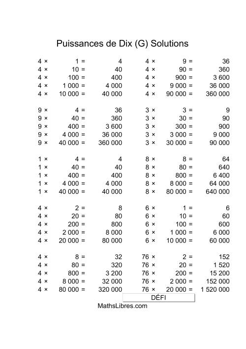 Nombres un-chiffre multipliés par multiples de puissances positives de dix (G) page 2