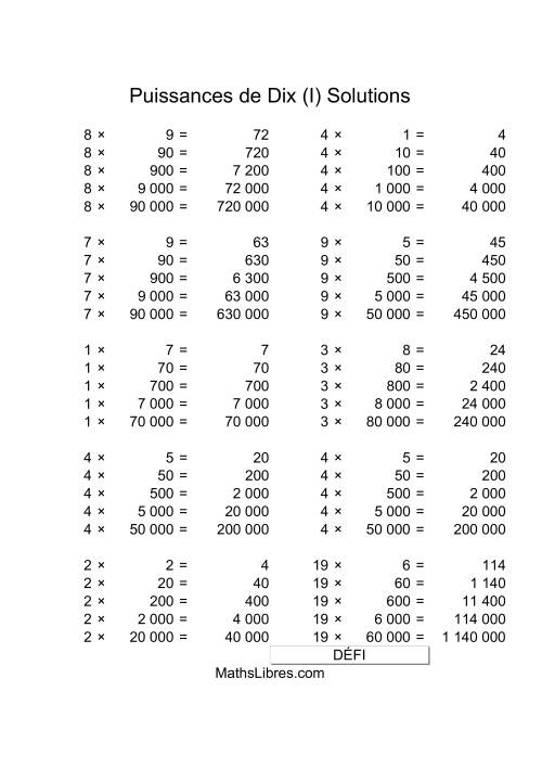 Nombres un-chiffre multipliés par multiples de puissances positives de dix (I) page 2