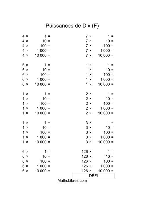 Nombres un-chiffre multipliés par puissances positives de dix (F)