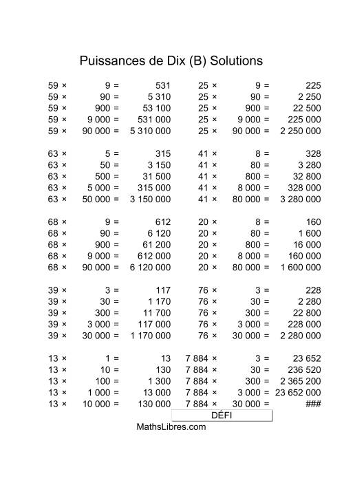 Nombres deux-chiffres multipliés par multiples de puissances positives de dix (B) page 2