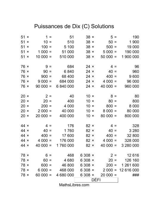 Nombres deux-chiffres multipliés par multiples de puissances positives de dix (C) page 2