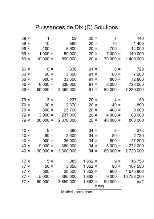 Nombres deux-chiffres multipliés par multiples de puissances positives de dix (D) page 2