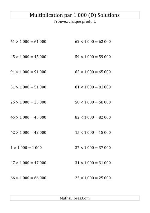 Multiplication de nombres entiers par 1000 (D) page 2