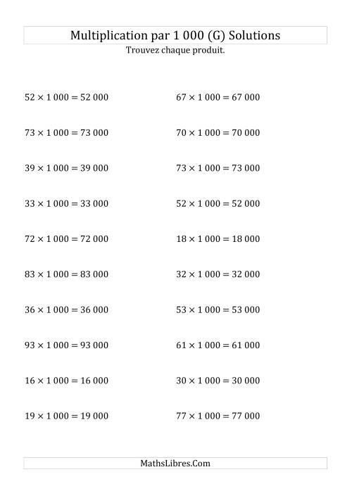 Multiplication de nombres entiers par 1000 (G) page 2