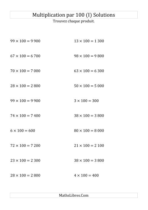 Multiplication de nombres entiers par 100 (I) page 2