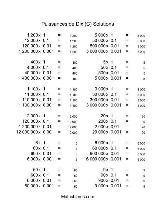 Nombres entiers multipliés par puissances négatives de dix (quotients entiers) (C) page 2