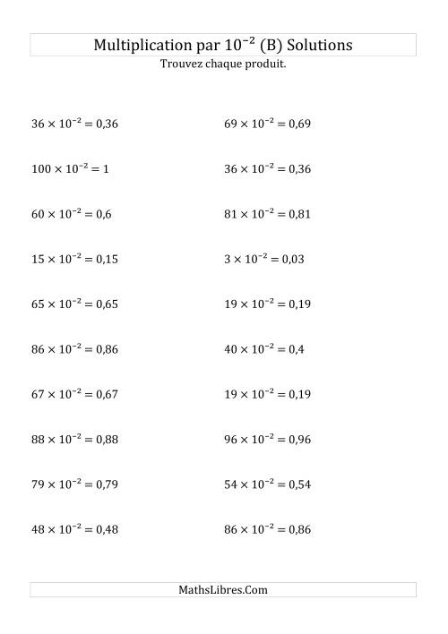 Multiplication de nombres entiers par 10⁻² (B) page 2