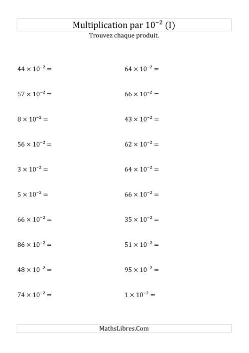 Multiplication de nombres entiers par 10⁻² (I)