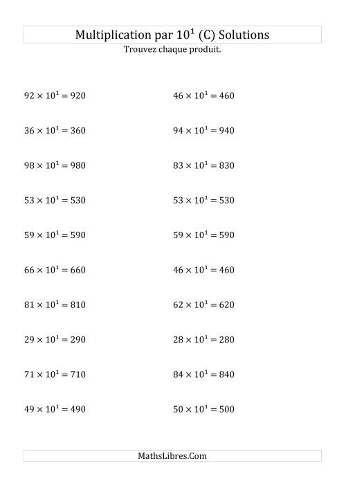Multiplication de nombres entiers par 10¹ (C) page 2