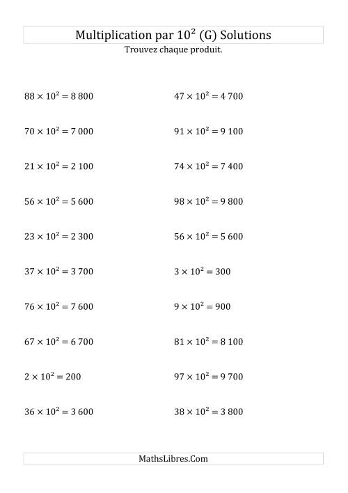 Multiplication de nombres entiers par 10² (G) page 2