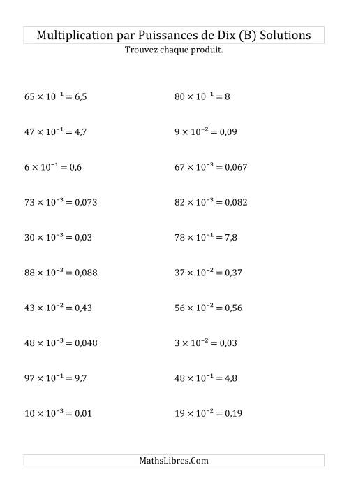 Multiplication de nombres entiers par puissances négatives (B) page 2