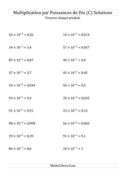 Multiplication de nombres entiers par puissances négatives (C) page 2