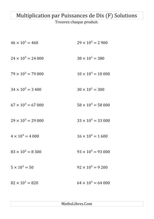 Multiplication de nombres entiers par puissances positives (F) page 2