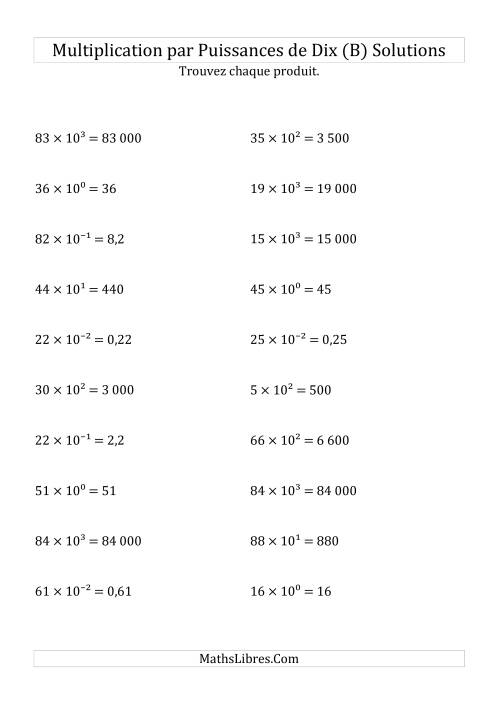 Multiplication de nombres entiers par puissances de dix (B) page 2