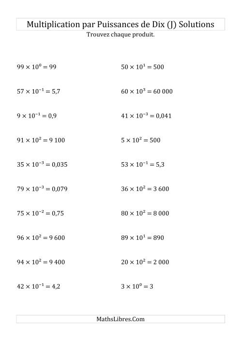 Multiplication de nombres entiers par puissances de dix (J) page 2