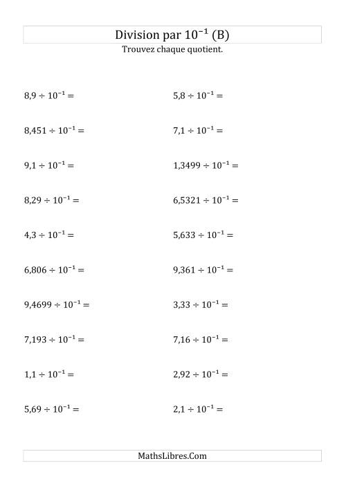 Division de nombres décimaux par 10<sup>-1</sup> (B)