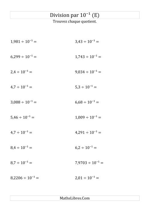 Division de nombres décimaux par 10<sup>-1</sup> (E)