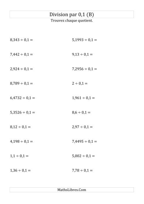 Division de nombres décimaux par 0,1 (B)