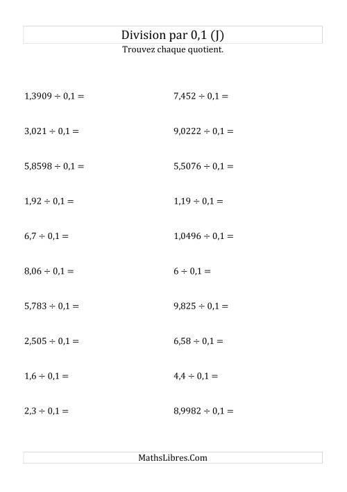 Division de nombres décimaux par 0,1 (J)