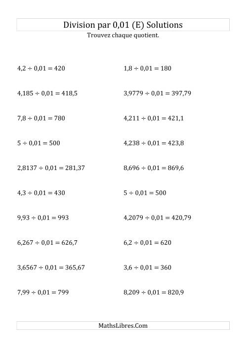 Division de nombres décimaux par 0,01 (E) page 2