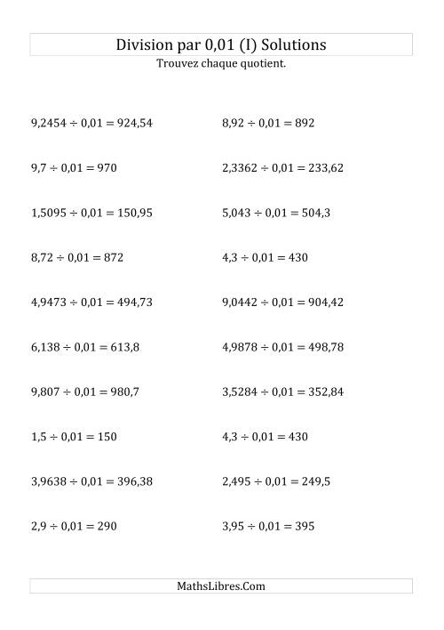 Division de nombres décimaux par 0,01 (I) page 2
