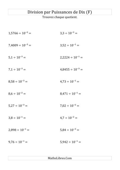 Division de nombres décimaux par puissances négatives de dix (formes décimale) (F)