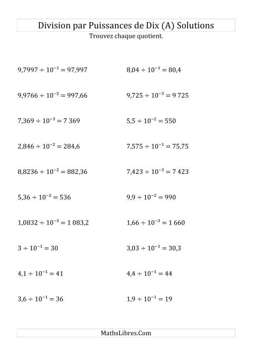 Division de nombres décimaux par puissances négatives de dix (formes décimale) (Tout) page 2