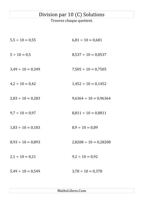 Division de nombres décimaux par 10 (C) page 2