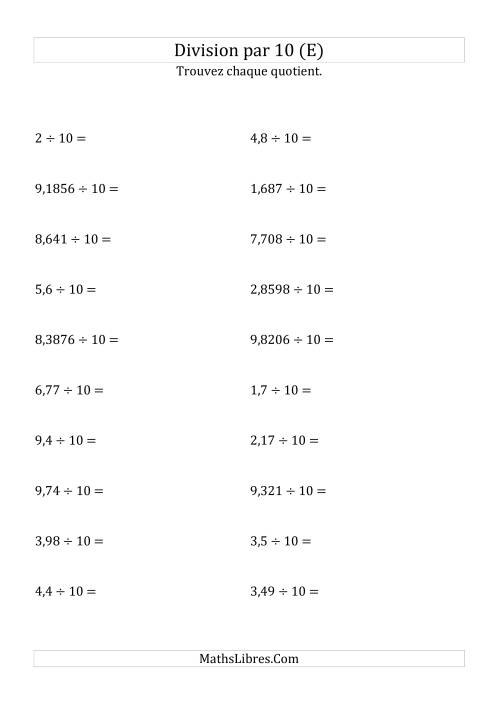 Division de nombres décimaux par 10 (E)
