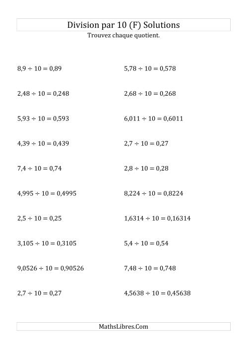 Division de nombres décimaux par 10 (F) page 2