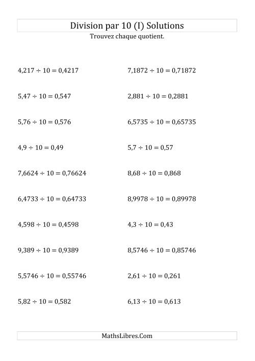 Division de nombres décimaux par 10 (I) page 2
