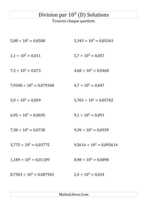 Division de nombres décimaux par 10<sup>2</sup> (D) page 2