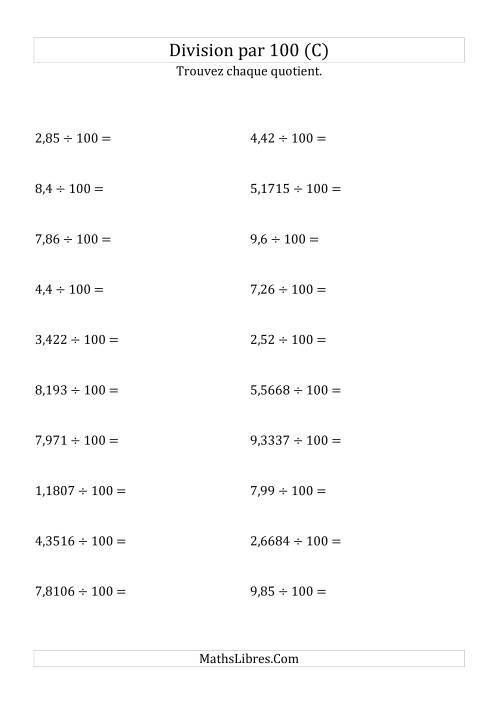 Division de nombres décimaux par 100 (C)