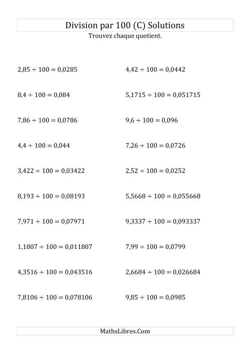 Division de nombres décimaux par 100 (C) page 2