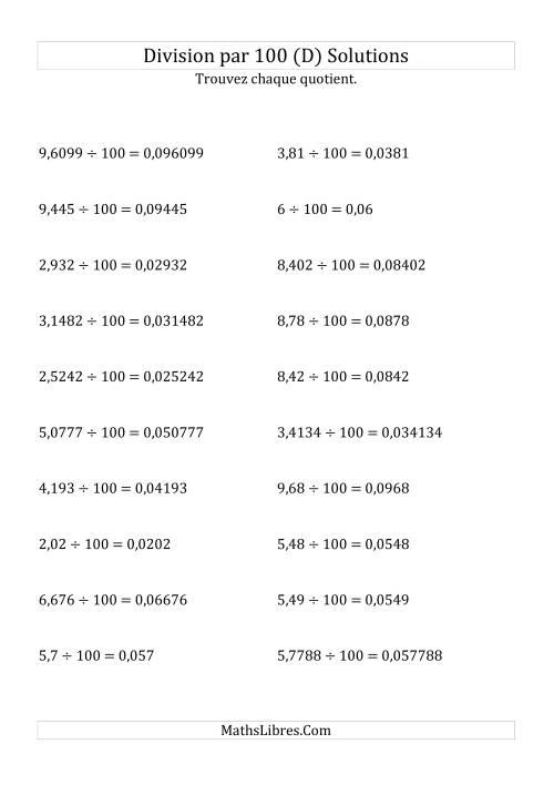 Division de nombres décimaux par 100 (D) page 2