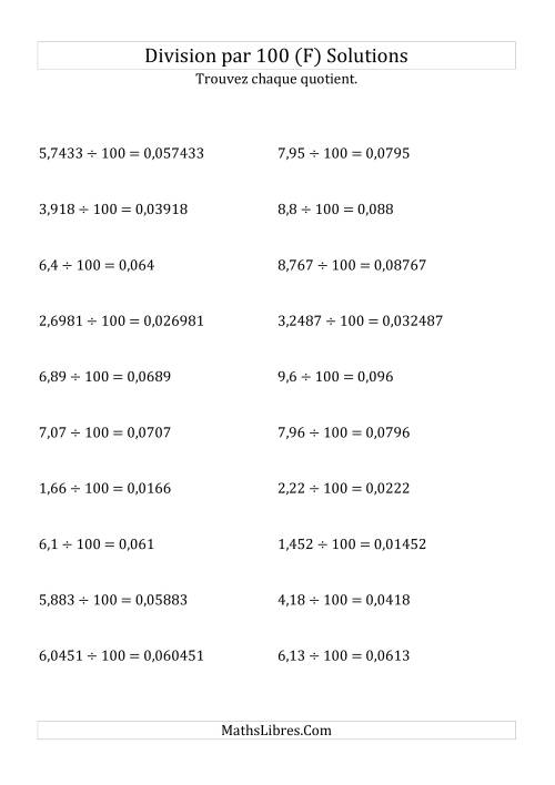 Division de nombres décimaux par 100 (F) page 2