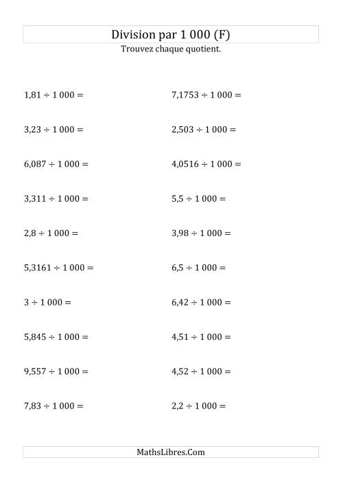 Division de nombres décimaux par 1000 (F)