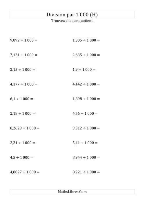 Division de nombres décimaux par 1000 (H)