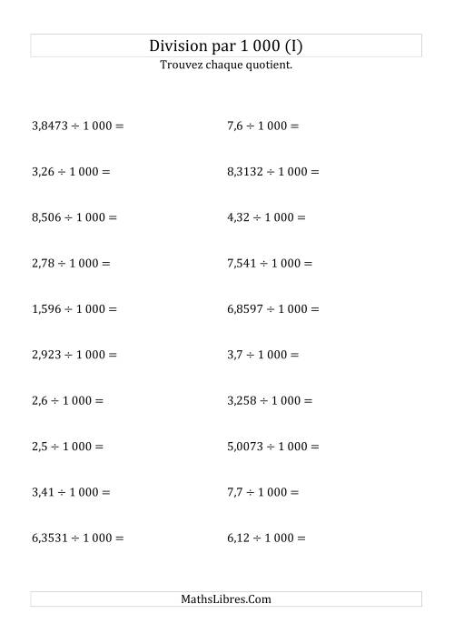 Division de nombres décimaux par 1000 (I)