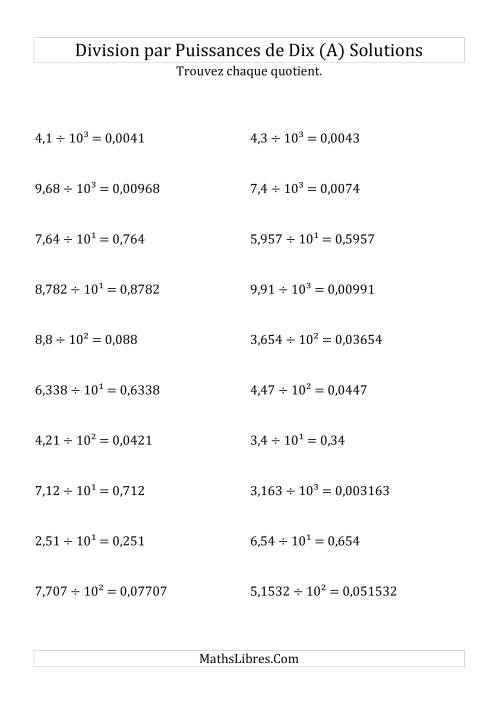 Division de nombres décimaux par puissances positives de dix (forme exposant) (Tout) page 2