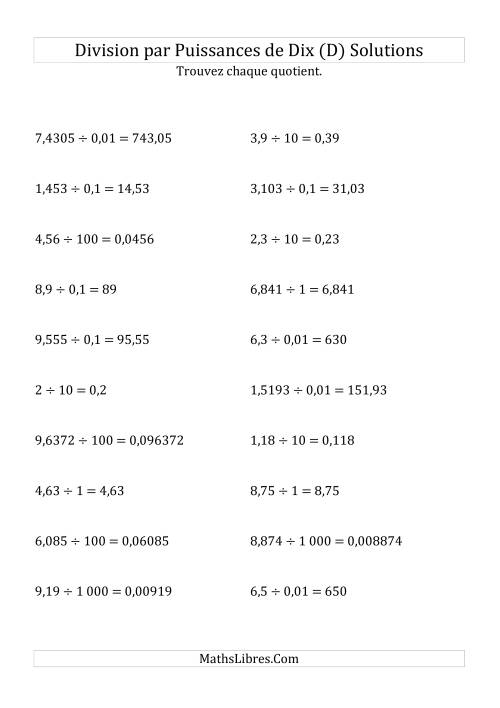 Division de nombres décimaux par puissances de dix (forme standard) (D) page 2