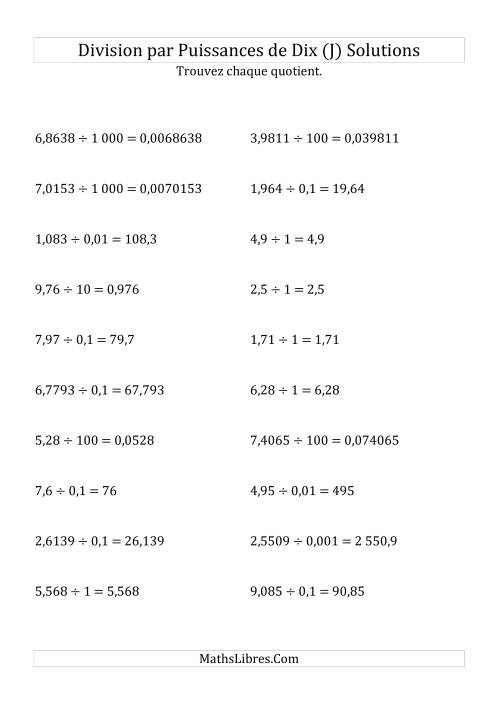 Division de nombres décimaux par puissances de dix (forme standard) (J) page 2