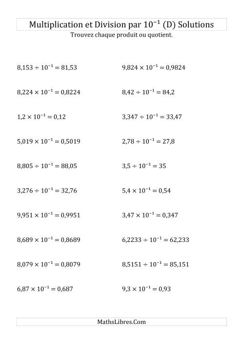 Multiplication et division de nombres décimaux par 10<sup>-1</sup> (D) page 2