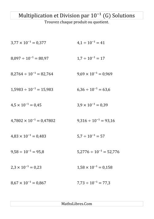 Multiplication et division de nombres décimaux par 10<sup>-1</sup> (G) page 2