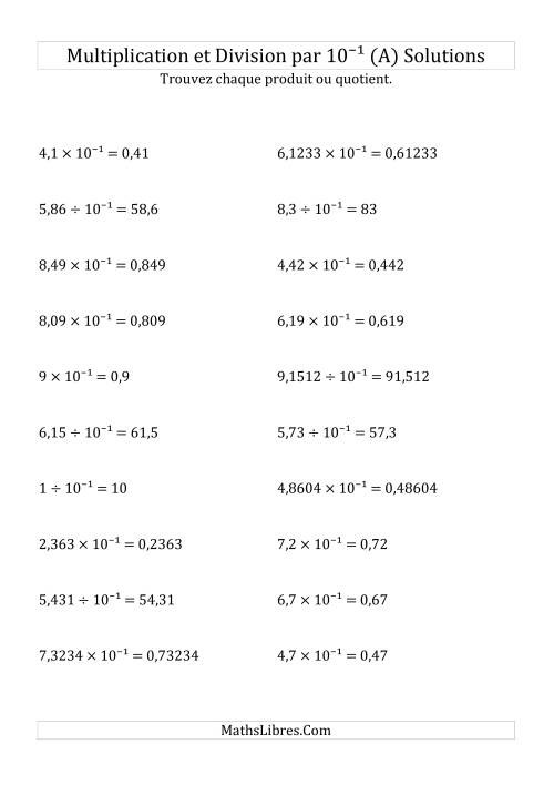 Multiplication et division de nombres décimaux par 10<sup>-1</sup> (Tout) page 2
