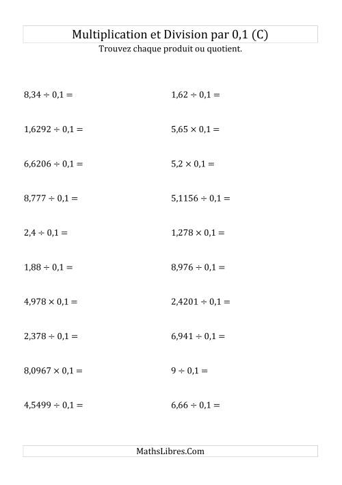 Multiplication et division de nombres décimaux par 0,1 (C)